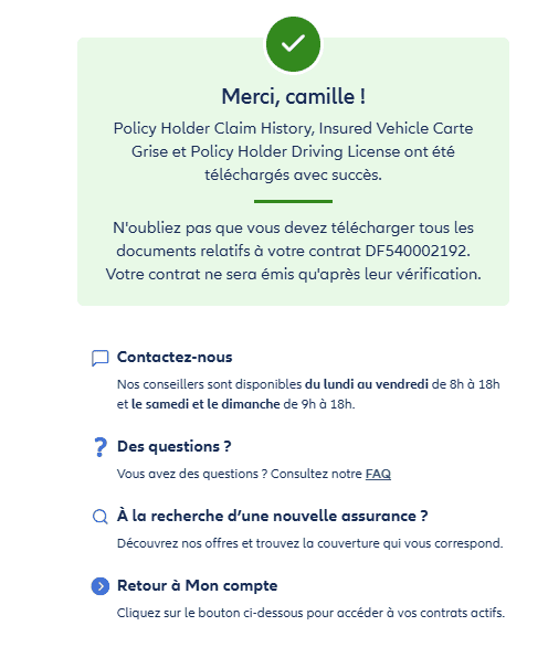Documents principaux envoyés