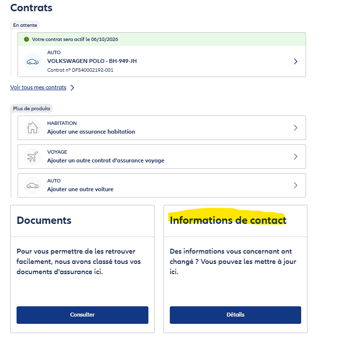 Informations de contact