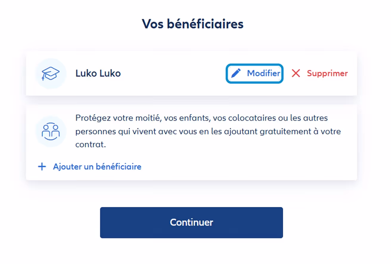 Aide modifier contrat