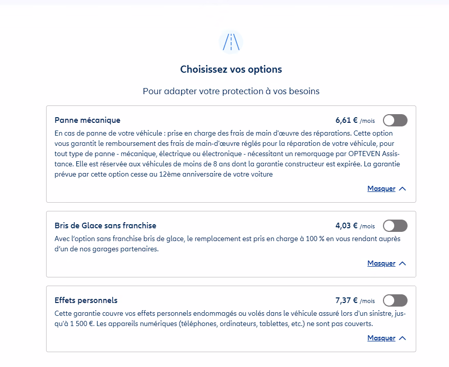 Choisissez vos options