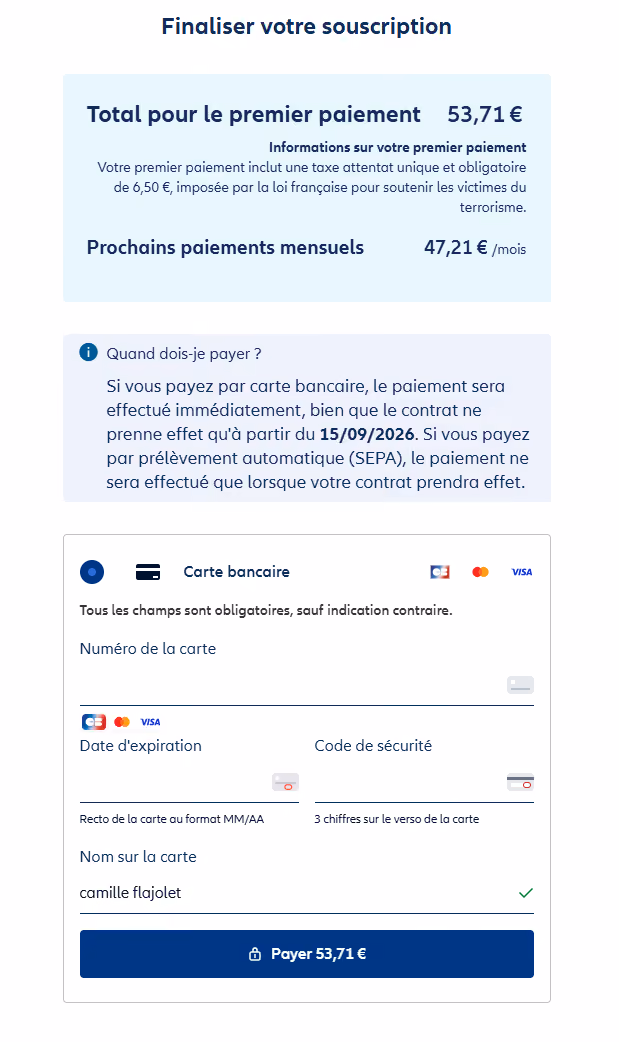 Finaliser votre souscription