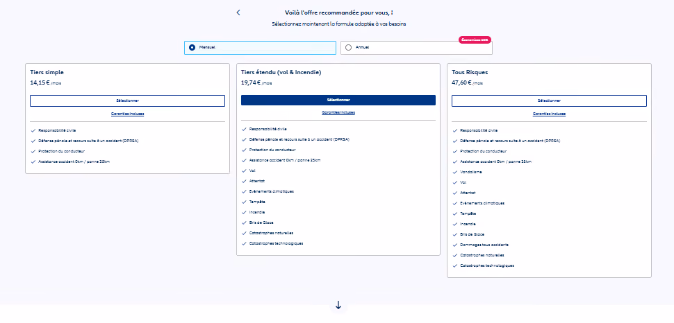 Choisissez la formule d'assurance